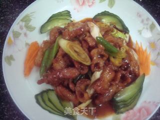 京葱炒猪脖肉的做法步骤：11