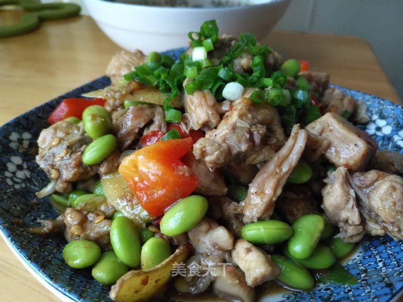 青豆烧兔丁