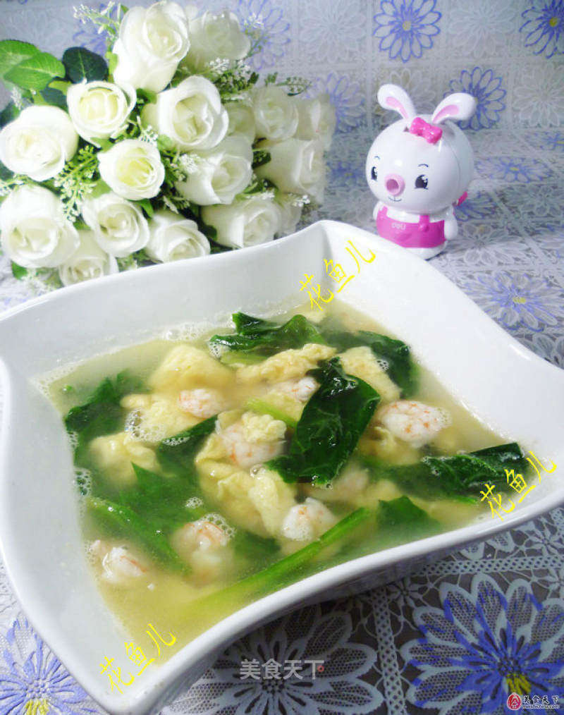 炒鸡蛋虾仁菠菜汤