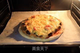 赤松茸秋葵脆底披萨的做法步骤：10