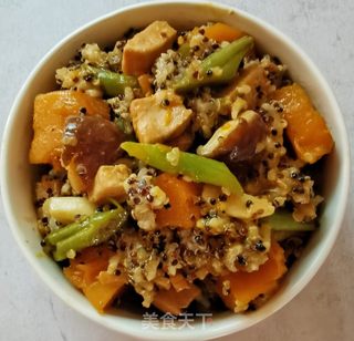 南瓜鸡肉豆角藜麦饭的做法步骤：11