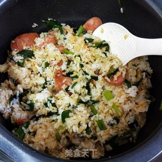 蒜苗鹅肉肠焖饭的做法步骤：8