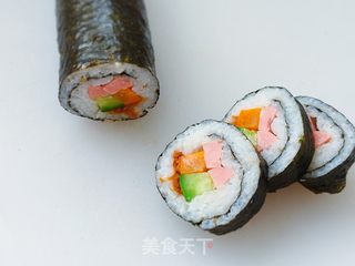 肉松火腿蔬菜寿司的做法步骤：6