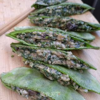 蒸海参韭菜扁豆盒的做法步骤：5