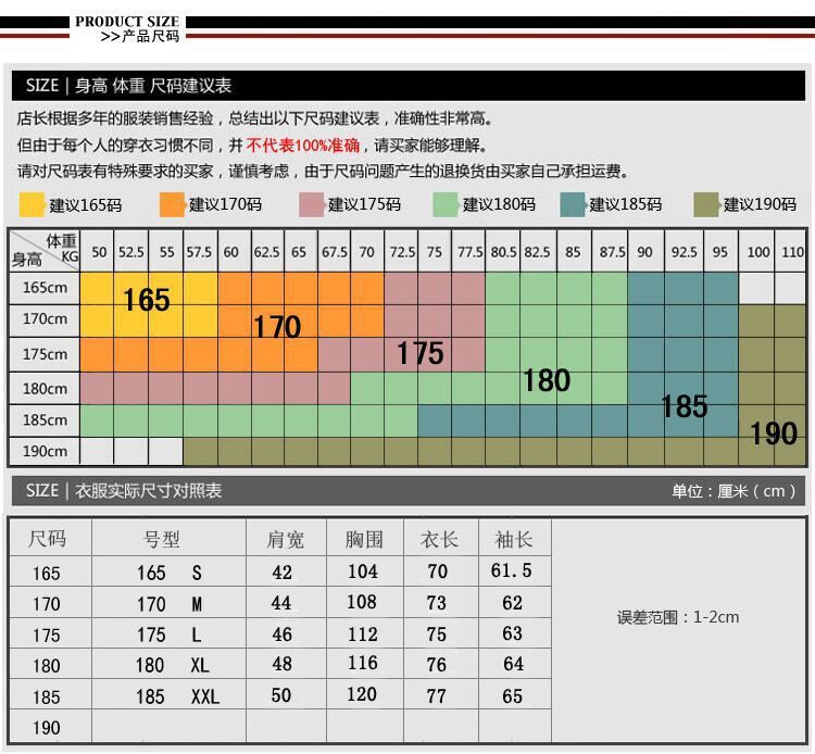 尺码表