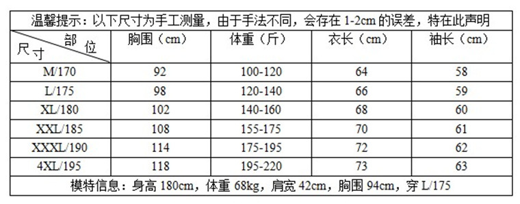 毛衣尺码表